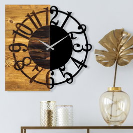 Wallity Reloj de pared decorativo de madera Nogal y Negro